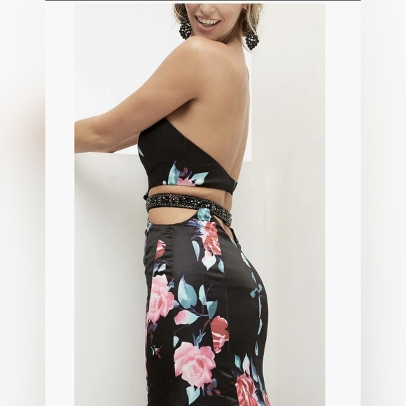 JASZ COUTURE Cutout Beaded Floral Mermaid Evening Prom Dress Size 2 - Picture 3 of 15